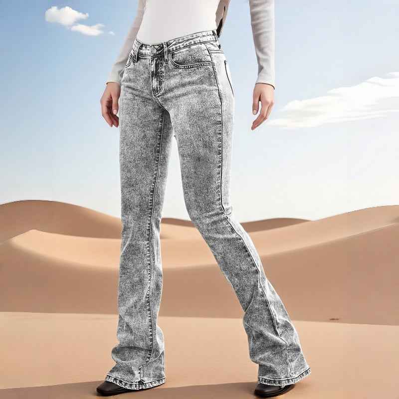 Women's Acid-Wash Gray Flare Jeans – Bell Bottom Denim