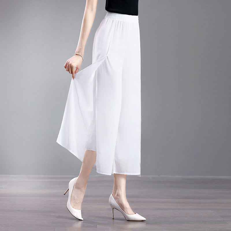Chiffon Slit Wide-Leg Pants — Chinese-Inspired, Ultra-Thin, Plus Sizes