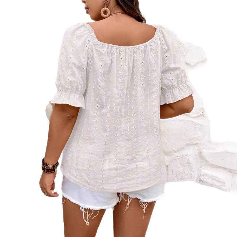 White One-Shoulder Open-Back Blouse