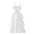 3D Floral Strapless Tiered Maxi Dress — White
