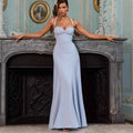Wide-Strap Knotted Waistline Long Dress