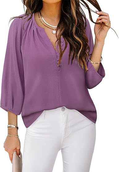 Three-quarter Sleeve Bohemian Chiffon Button-up Shirt