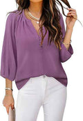 Three-quarter Sleeve Bohemian Chiffon Button-up Shirt