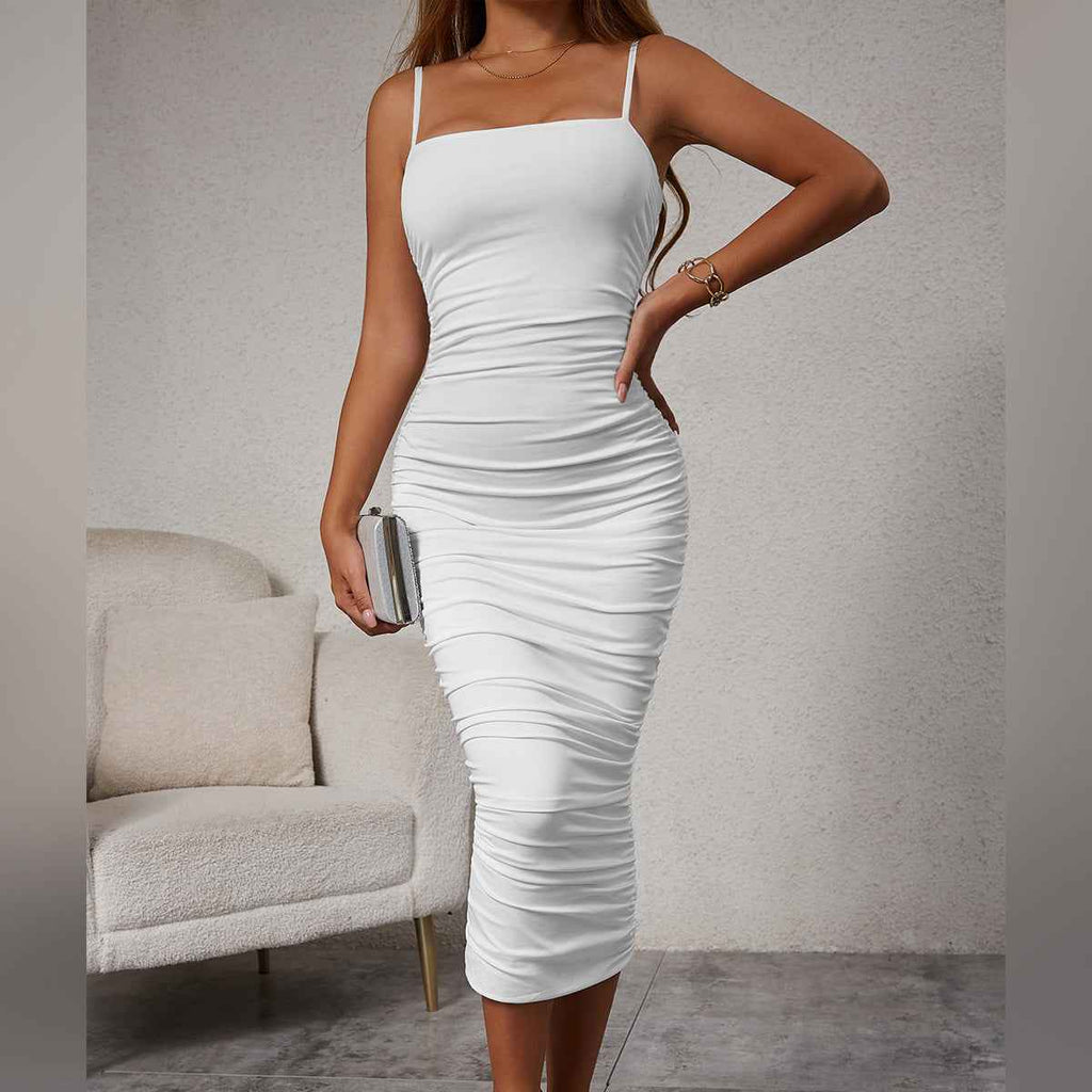 Women's Sleeveless Pleated Slip Dress with Hood