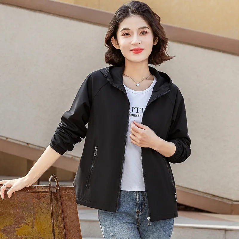 Loose Hooded Short Jacket — Korean Casual Style