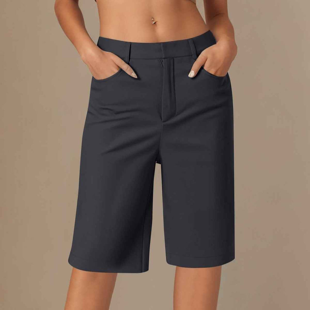 Womens Straight-leg Draping Korean-style Slim-fit Suit Pants