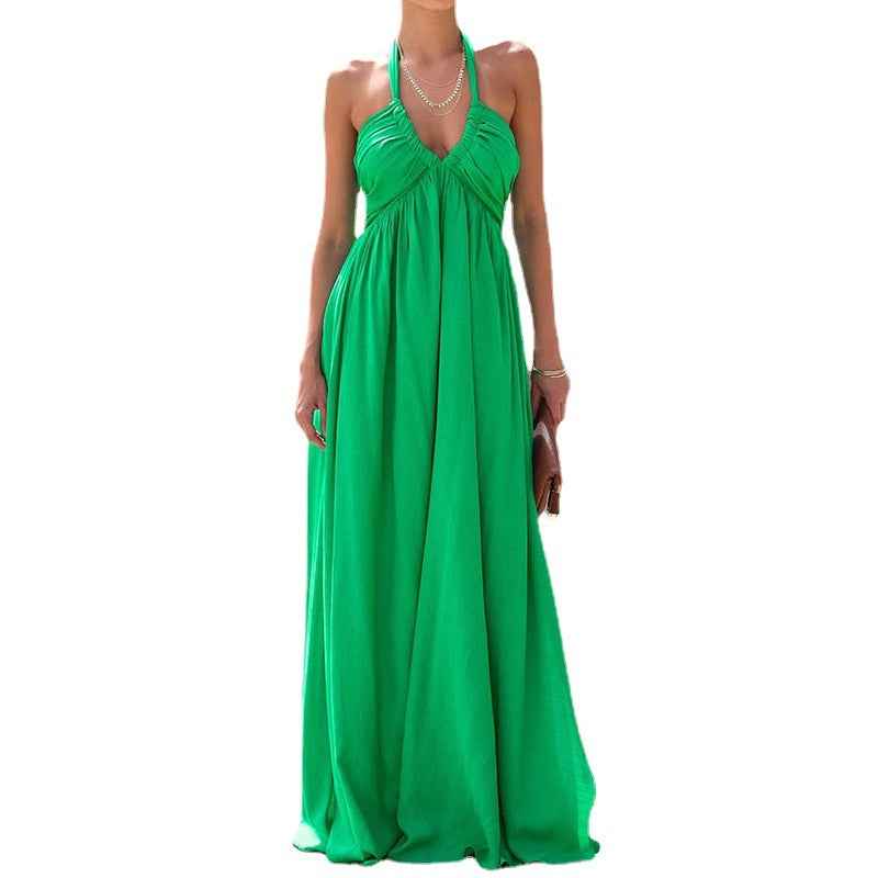 Open-Back Halter Neck Sleeveless Maxi Dress