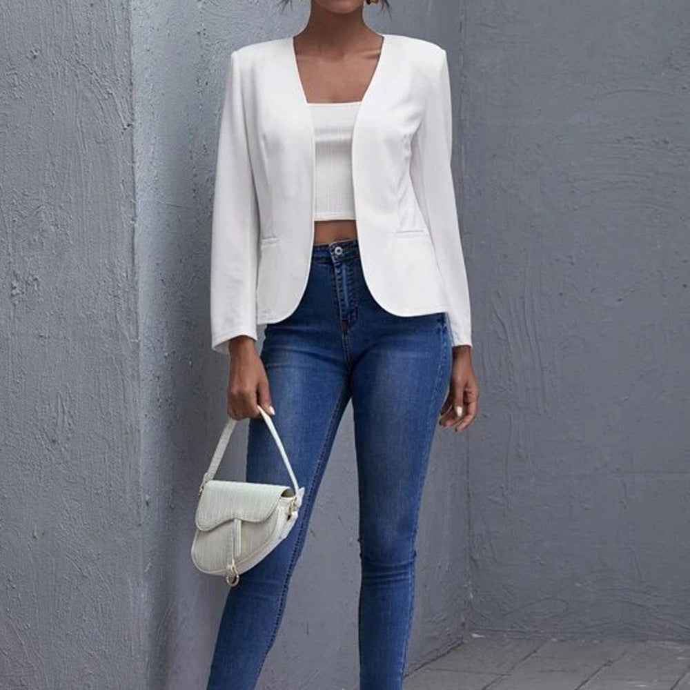Cropped Casual Blazer — Retro Korean-Style Jacket