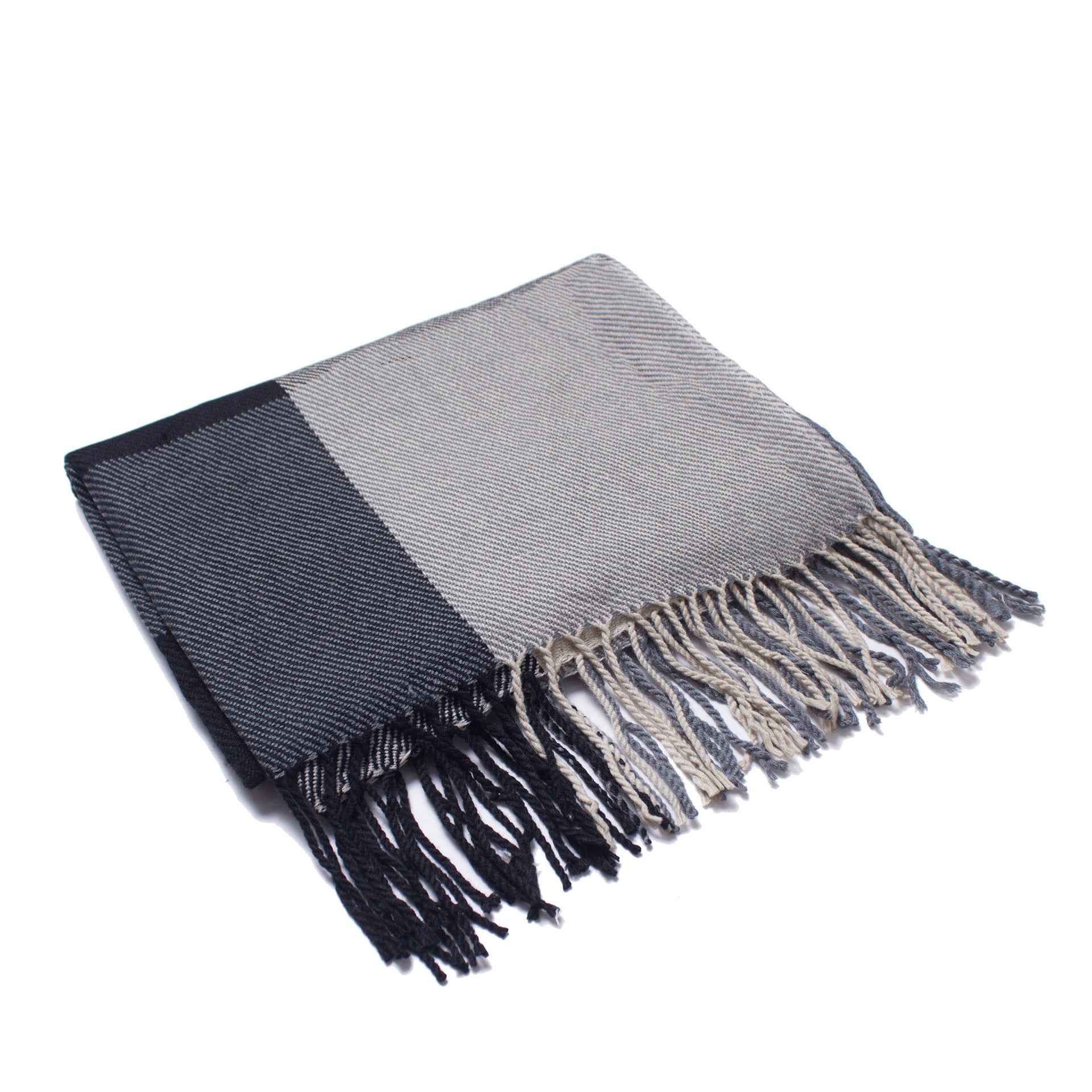 British-style Mens And Womens Couple Tassel Scarf With Large Plaid Pattern