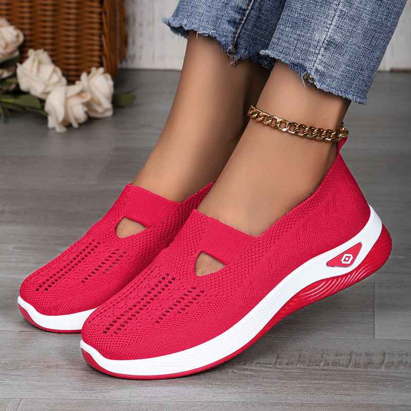 Women's Flyknit Slip-On Casual Shoes – Breathable Flat Sneakers EU 36–44