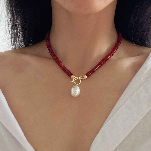 New Chinese-style Retro Red Bead Necklace For Women