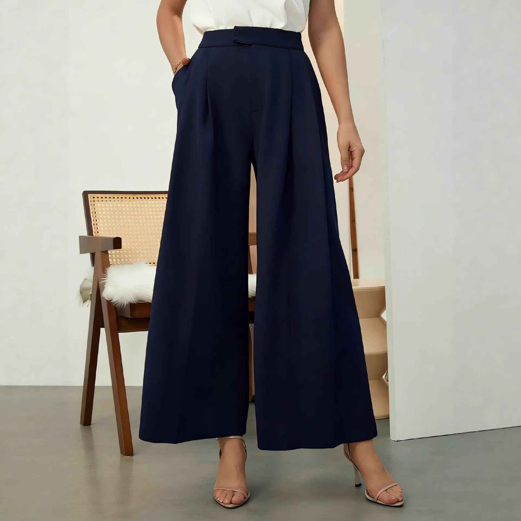 High Waist Wide-Leg Trousers – Elegant Commuter Pants for Women