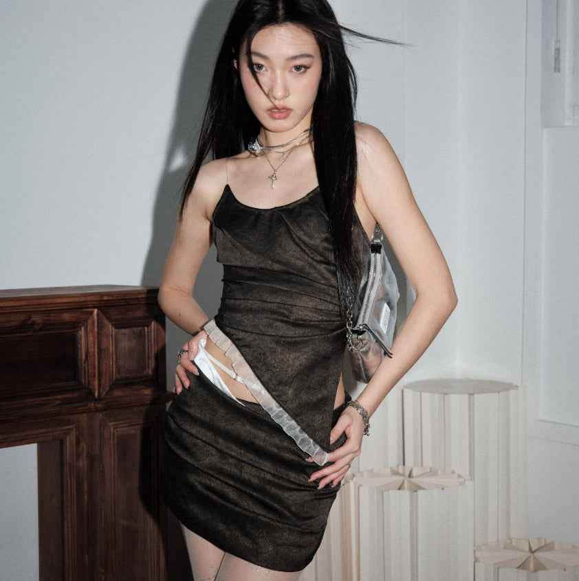 Women's Halterneck Vest & Pleated Mini Skirt Set