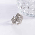 Fashionable Light-luxury High-end Diamond-studded Camellia Open Ring