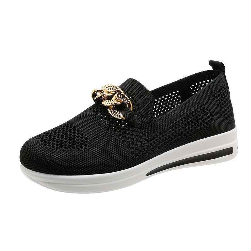 Flyknit Wedge Sneakers — Metal Chain Detail, 5 Colours
