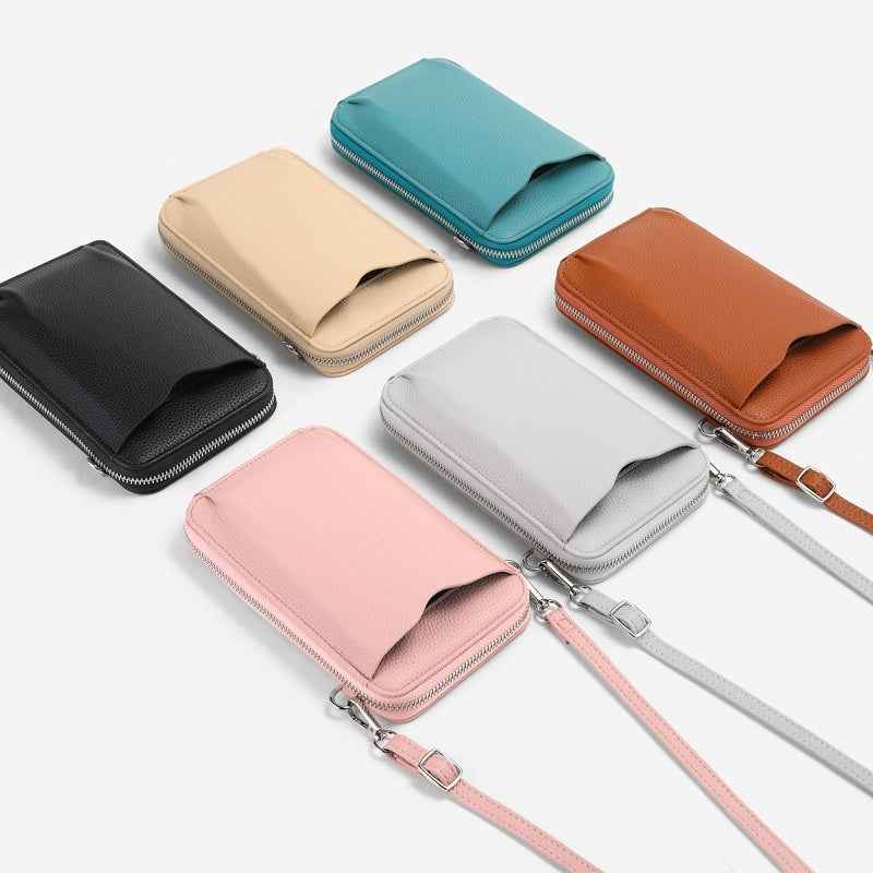 Lychee Pattern Zip-Around Phone Bag – PU Leather Mini Crossbody