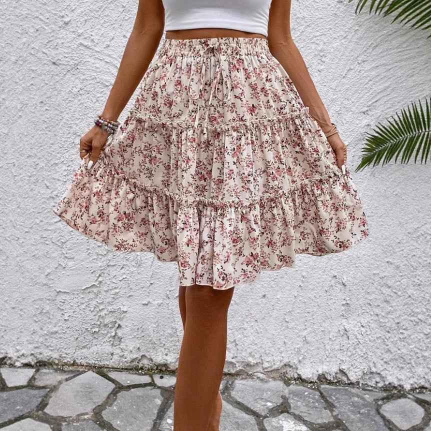 Floral A-Line Midi Skirt