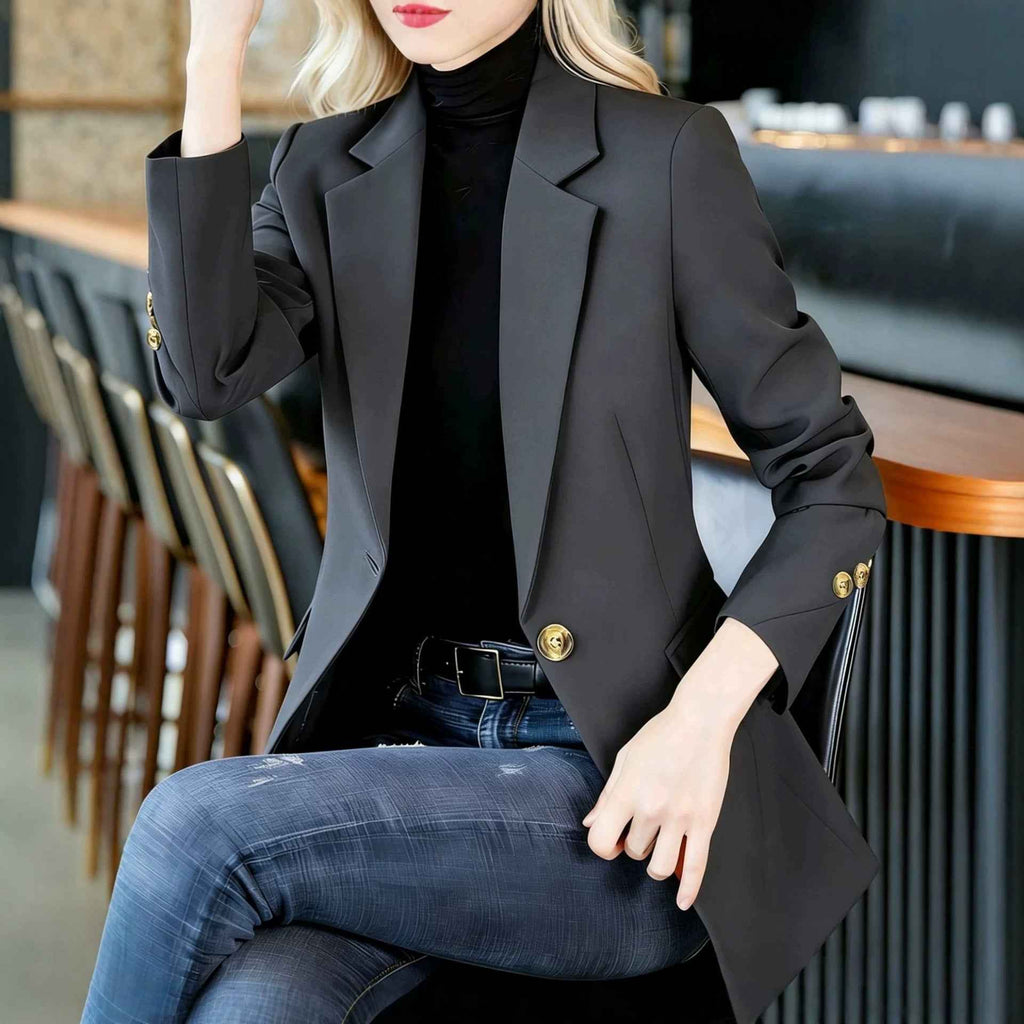Women's Slim-Fit Long-Sleeve Blazer — Wrinkle-Resistant & Elegant