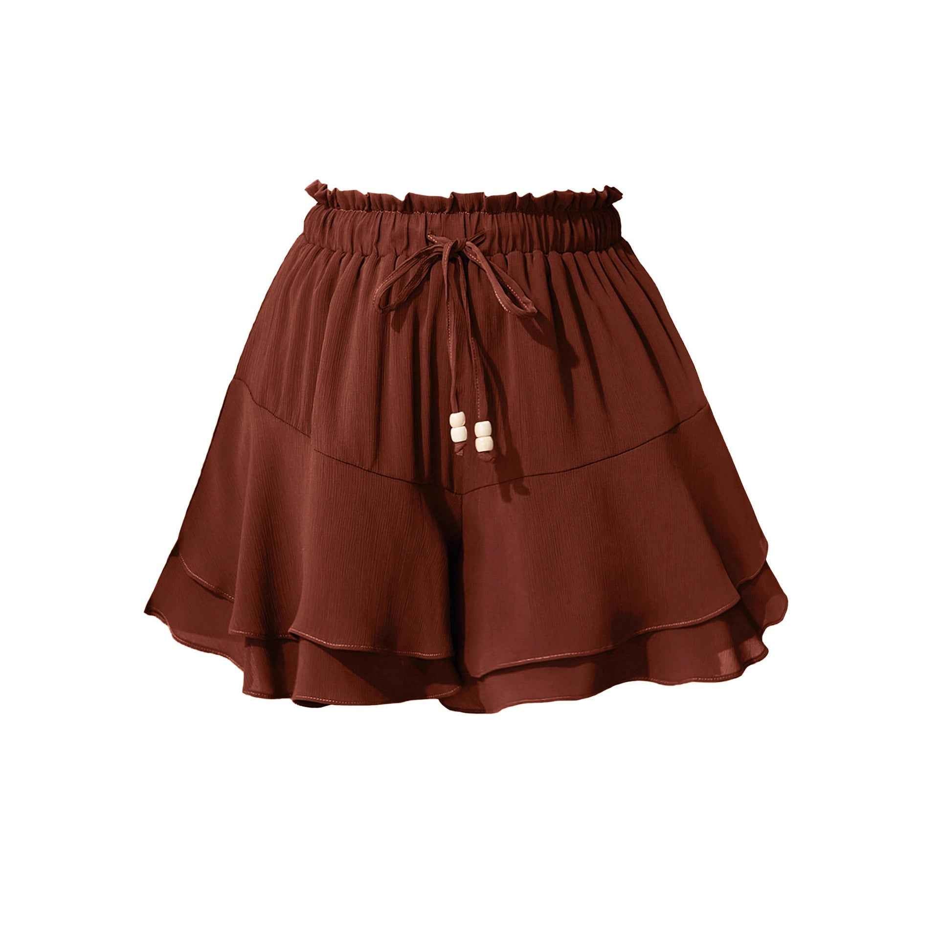 Ruffled Wrap Skort with Drawstring Waist