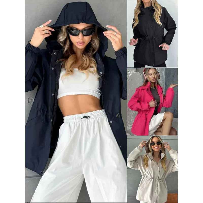 Womens Waterproof Slim-Fit Trench Coat