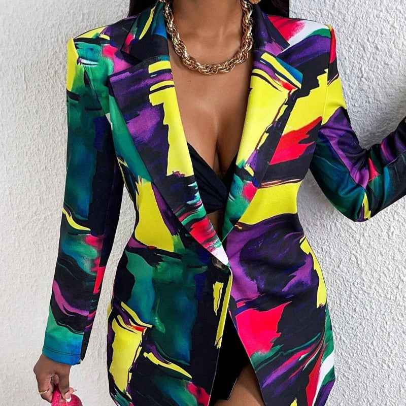 Fashionable Loose-fit Blazer With Long Sleeves And A Lapel Collar
