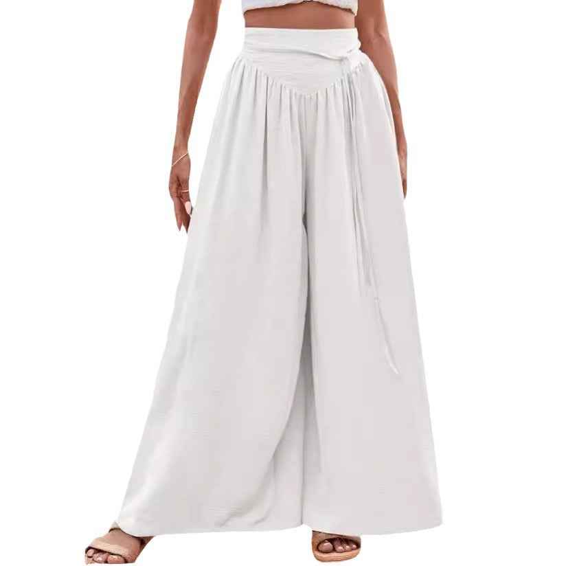 Mid-Waist Drawstring Ankle Trousers – 3D Texture