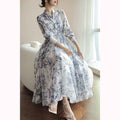 Women's One-Shoulder Ink-Wash Print Midi Dress