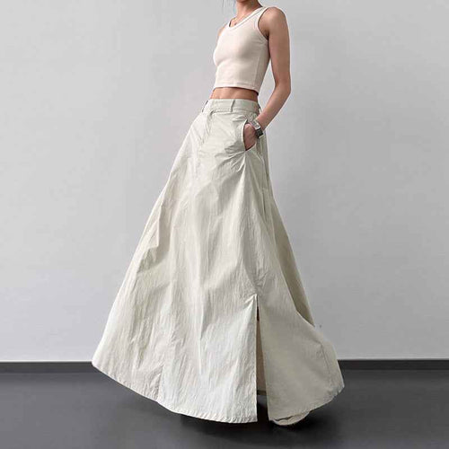Summer Lightweight Fabric Slit Sun-protection Skirt