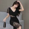 Lace-trimmed Dress Hem Figure-flattering