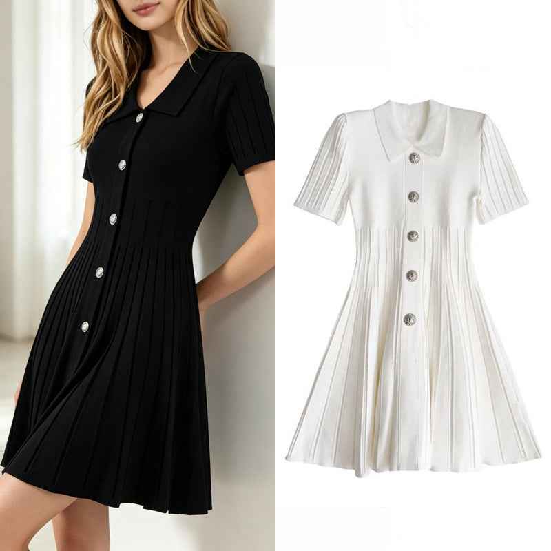 New Womens Polo-neck Knitted Dress