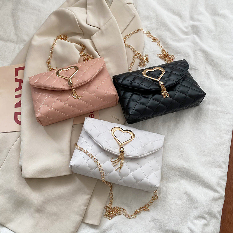Heart Tassel Flap Shoulder Bag – Trendy PU Square Bag