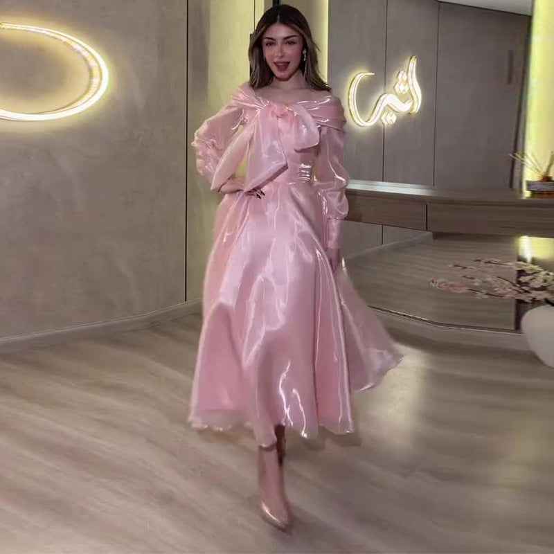Women's French-Style Slim-Fit Midi Dress