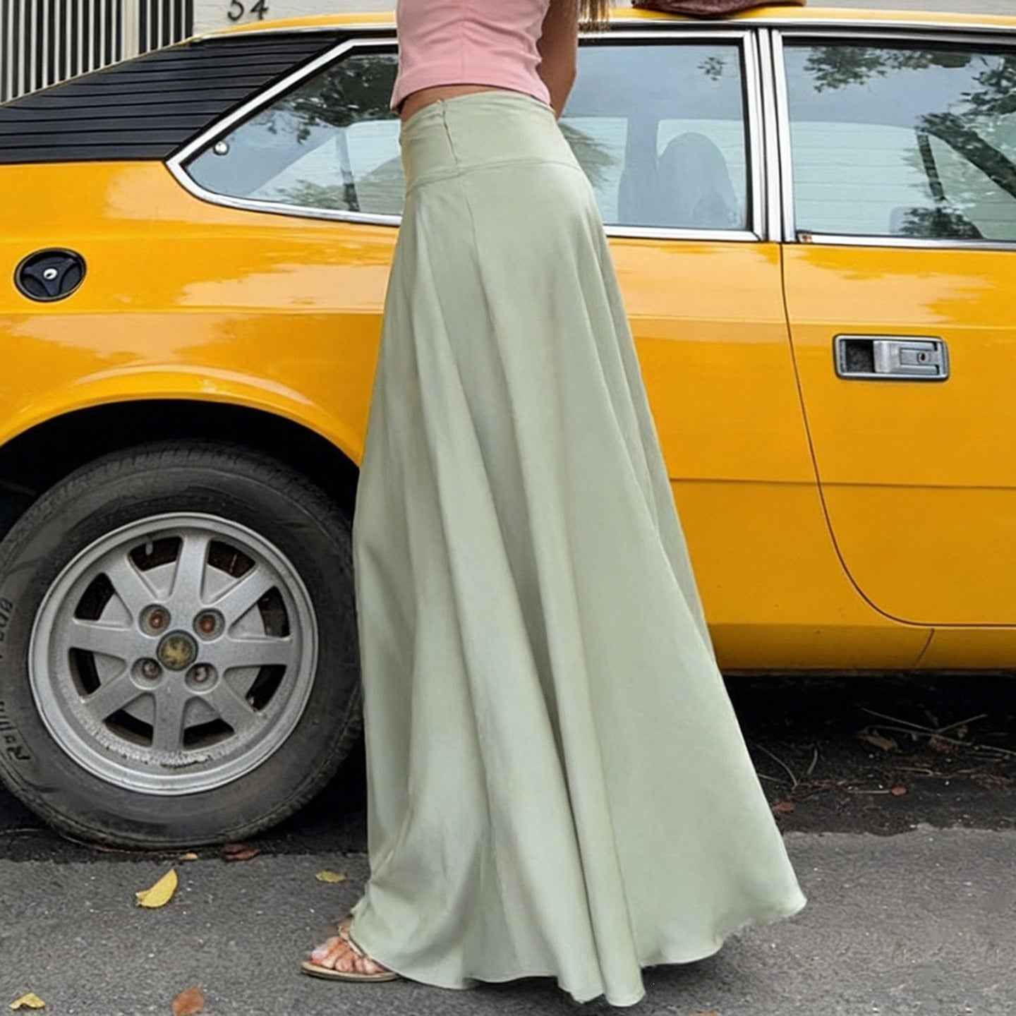 American-style Vintage Art-inspired Niche Fashion Elegant Draped Midi Skirt