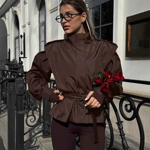 British-Style Stand Collar Sleeveless Trench Coat