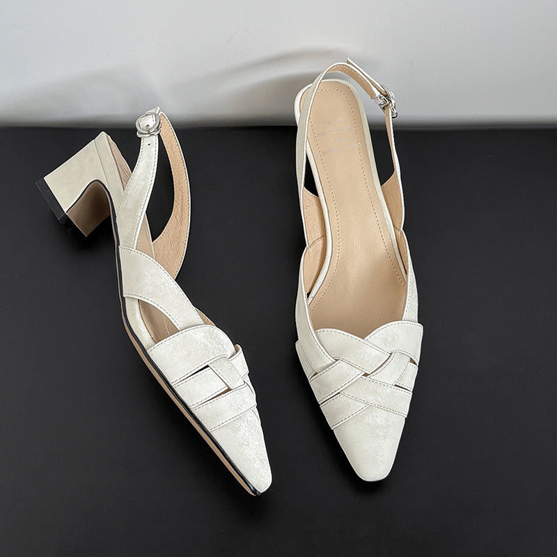 Womens Casual Square-toe Chunky-heel Sandals