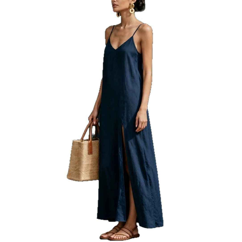 Women's Sleeveless V-Neck Knit Midi Dress — 6 Colours, S–2XL