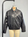 Faux Leather Patchwork Bomber Jacket