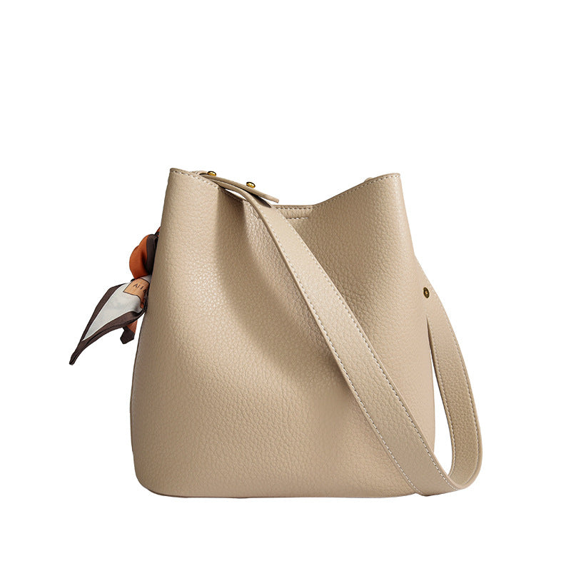 Genuine Leather Bucket Crossbody Bag – Soft Cowhide Everyday Bag