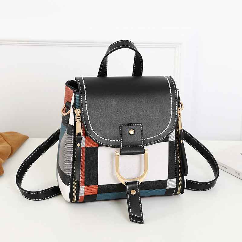 Fashionable New Arrival Plaid Color-Block Womens Backpack