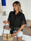 Women's Hollow-Out Lace Detail Top – 3 Colours