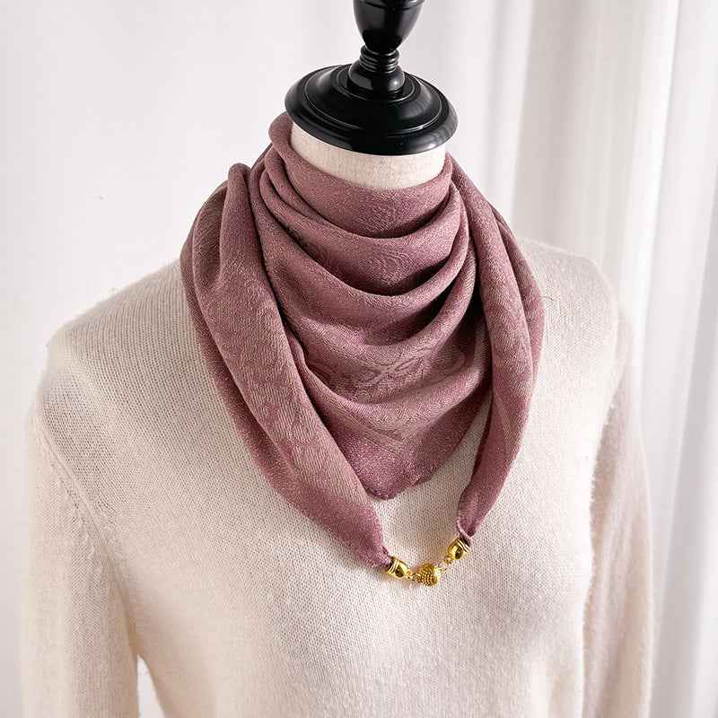 Women's Square Silk-Style Scarf with Magnetic Clasp – 6 Prints