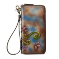 Floral Genuine Leather Zipper Wallet – Retro Style