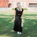 Cropped Top & Pleated Midi Skirt Two-Piece Set