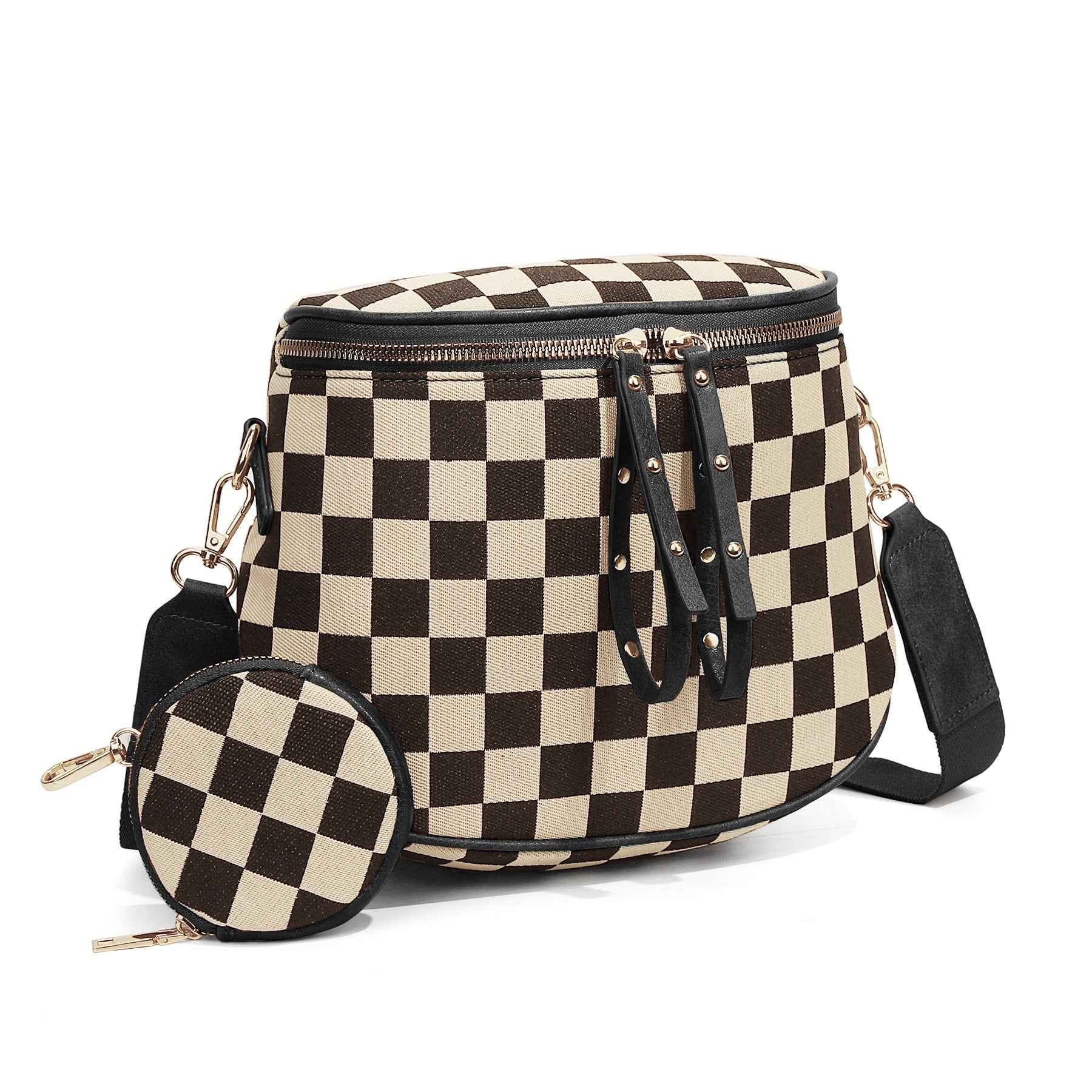 Plaid Crossbody Bag Single-shoulder Large Capacity Shell-shaped