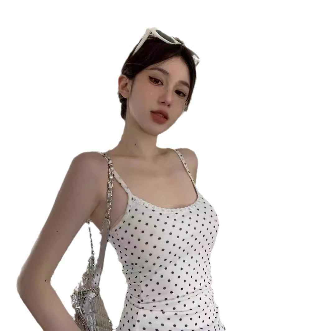 Designer-style Polka-dot Lace Camisole