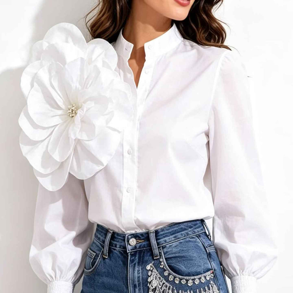 Women's Lantern Sleeve Asymmetric Blouse