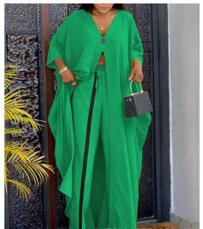 Long-sleeve Tunic And Drawstring Straight-leg Pants Set