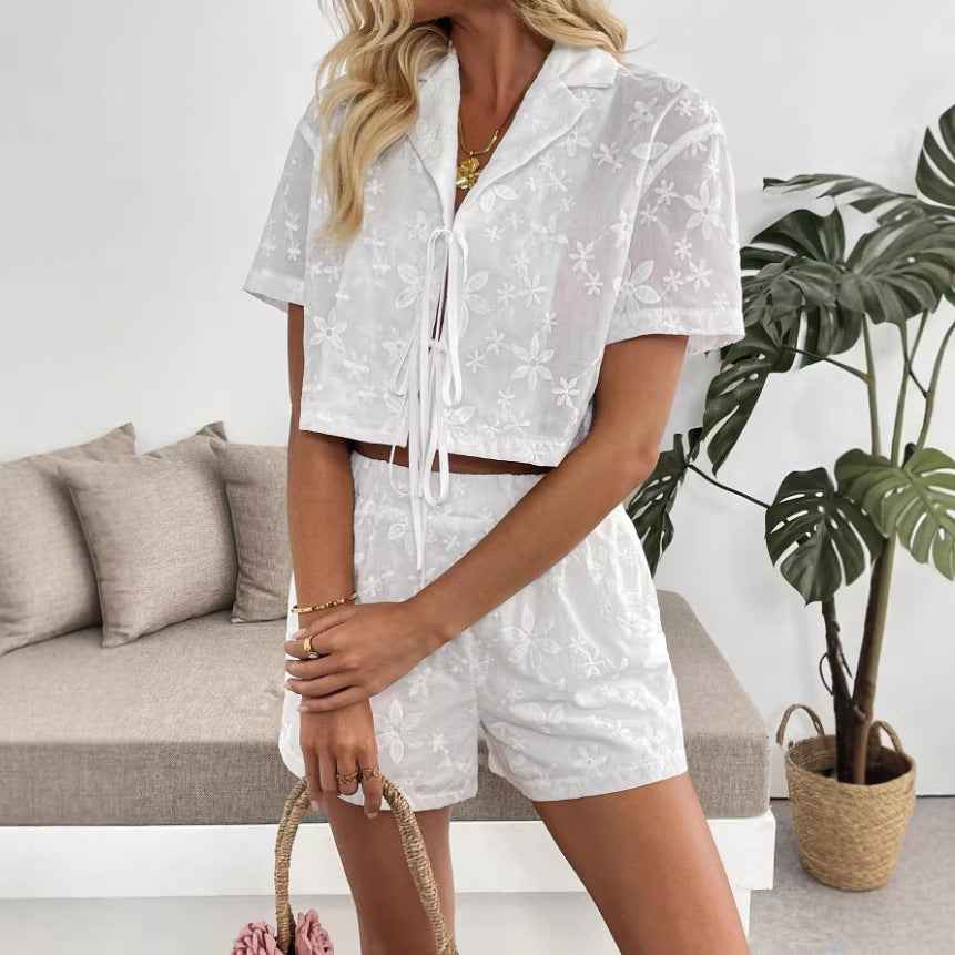Women's Casual Short-Sleeve Top & Shorts Set