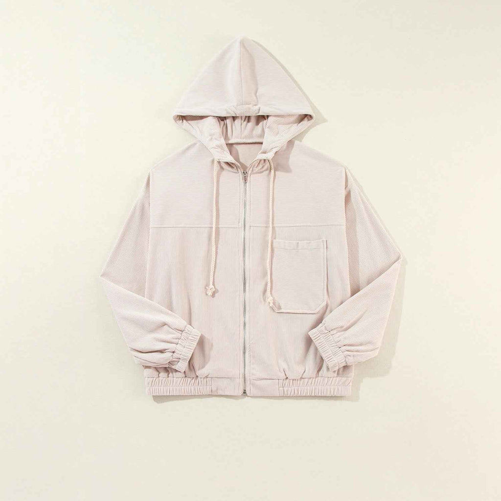 Women's Loose-Fit Casual Jacket – Long Sleeve, Solid Colour