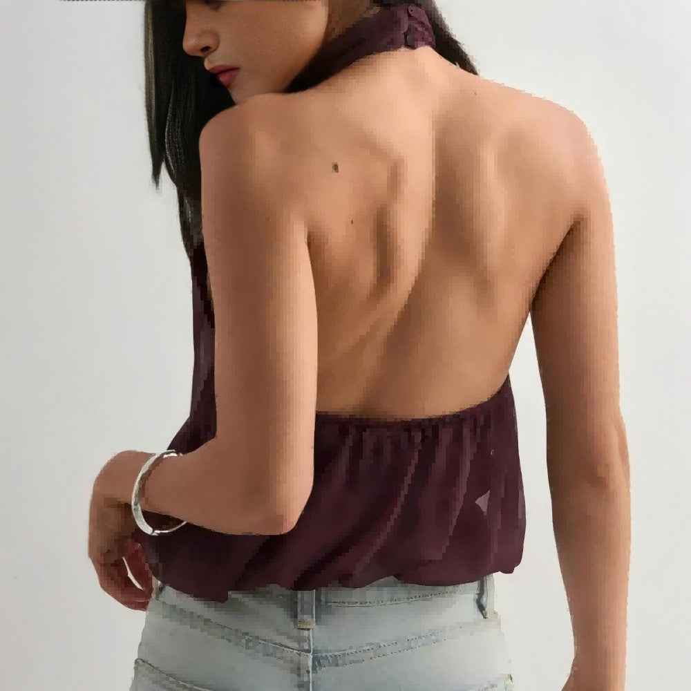Women's Backless Halter Top — Sleeveless Slim Fit